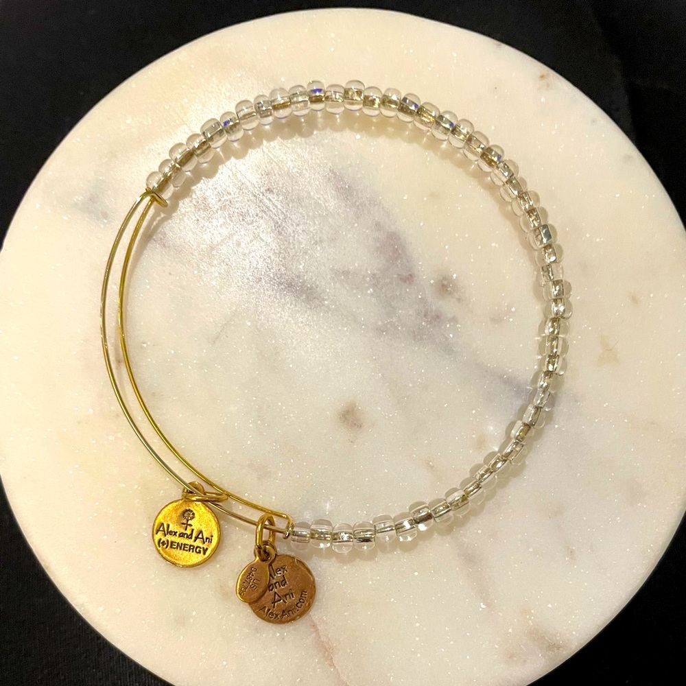 Alex and Ani Clear Beaded Bracelet in Gold